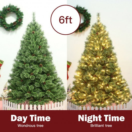 6 ft Pre-Lit PVC Artificial Carolina Pine Tree with LED Lights