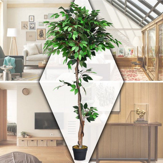 5.5 ft Artificial Ficus Silk Tree with Wood Trunks