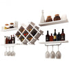 Set of 5 Wall Mount Wine Rack Set with Storage Shelves