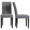 Set of 2 Fabric Upholstered Dining Chairs with Nailhead