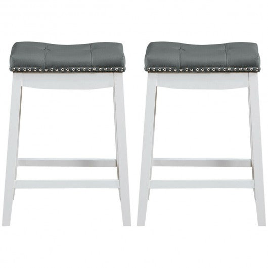 Set of 2 Nailhead Saddle Bar Stools