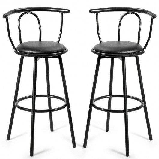 Set of 2 Swivel Seat Metal Frame Bar Stools with Footrest