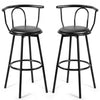 Set of 2 Swivel Seat Metal Frame Bar Stools with Footrest