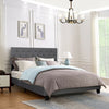 Queen Size Upholstered Panel Bed With Linen Panel