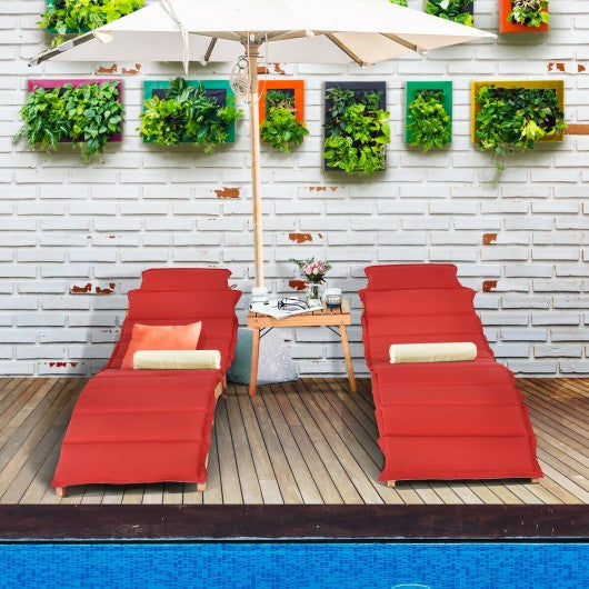 3PCS Wooden Folding Patio Lounge Chair Table Set