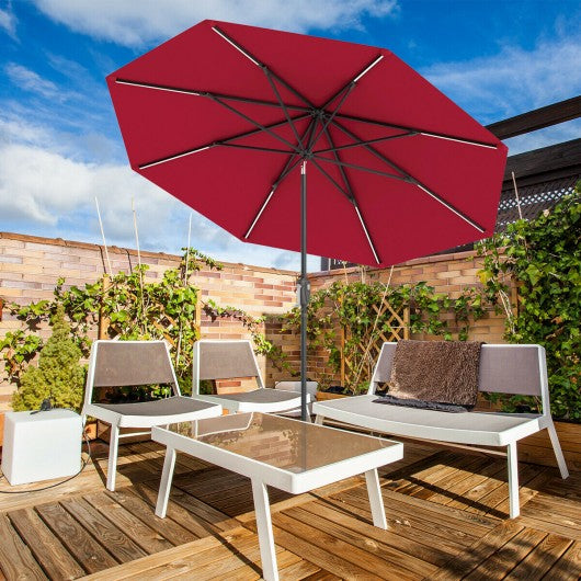 9 Ft Patio Solar Powered Umbrella with LED Light