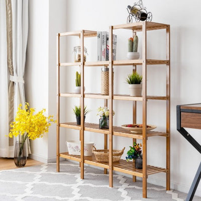 Multifunctional Bamboo Shelf Flower Plant Display Stand