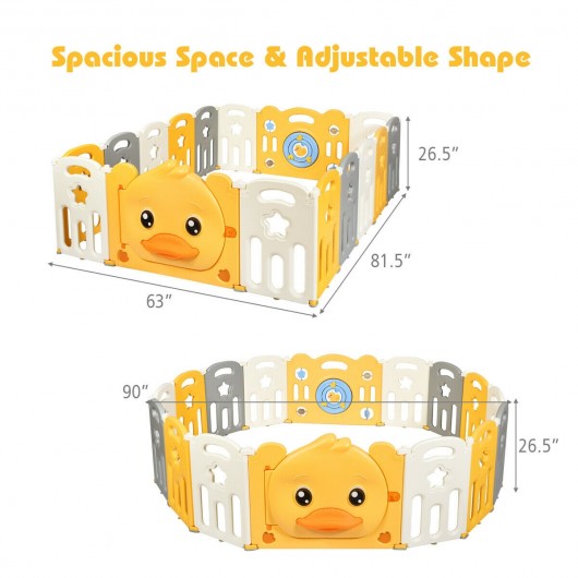 16-Panel Foldable Baby Playpen with Sound