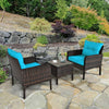 3PCS Outdoor Patio Rattan Conversation Set-Turquoise