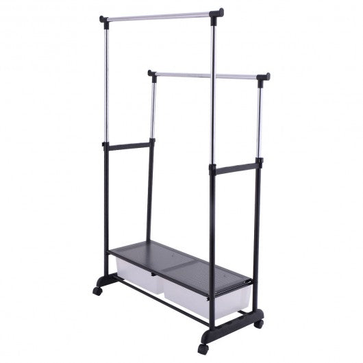 Double Adjustable Cloth Hanger Garment Rack