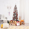 6 ft Unlit Hinged Snow Flocked Artificial Pencil Christmas Tree with 500 Branch Tip