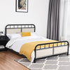 Queen size Metal Bed Frame Platform Bed Upholstered Panel-Black