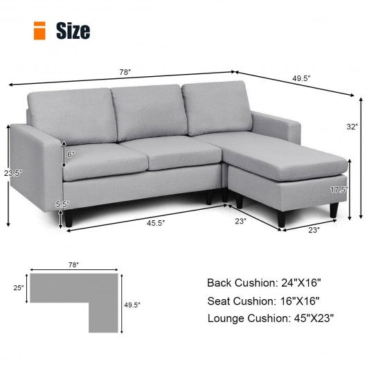 Convertible Sectional L-Shaped Couch with Reversible Chaise