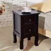 Wood Accent End Nightstand w/ 2 Storage Drawers-Black