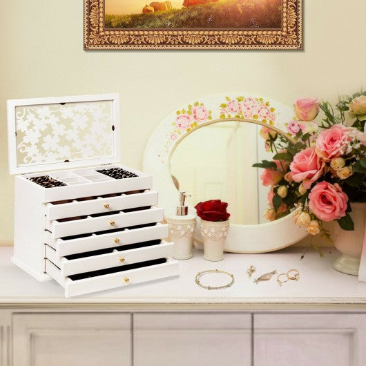 Large Wooden Jewelry Box-White