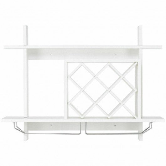 Wall Mount Wine Rack Organizer with Glass Holder