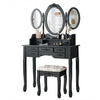 7 Drawer Tri-Folding Mirror Dressing Vanity Makeup Set