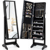 Jewelry Cabinet Stand Mirror Armoire with Large Storage Box