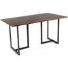 6 Person Industrial Dining Table Rectangular Kitchen Table with Metal Frame-Dark Brown Desk