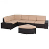 6 Pcs Patio Furniture Set Rattan Wicker Table Shelf