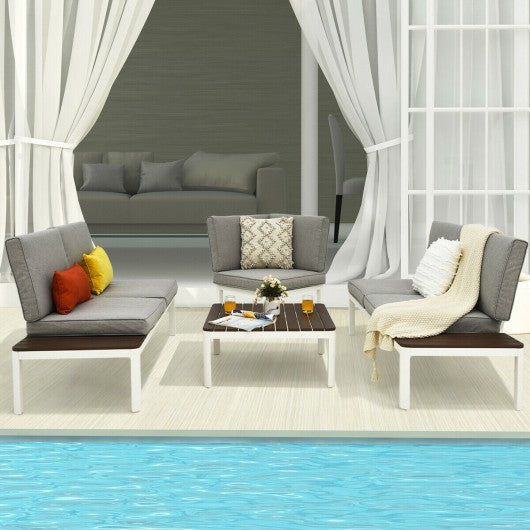 4PCS Patio Aluminum Conversation Furniture Set