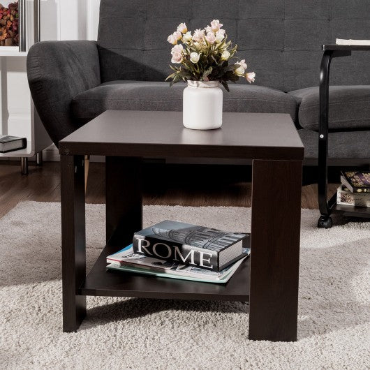 Rectangular Cocktail Coffee Table with Storage Shelf