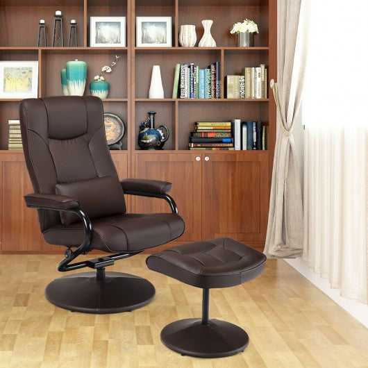 Recliner Chair Swivel Armchair Lounge-Brown