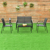 4 pcs Patio Furniture Set with Glass Top Coffee Table