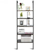 5-Tier Wood Wall Mounted Bookshelf with Metal Frame
