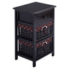 Black/White 3 Tiers 1 Drawer Night Stand-Black