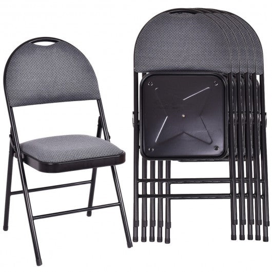Set of 6 Folding Fabric Upholstered Metal Chairs