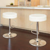 Adjustable Round Leather Swivel Seat Bar Stool-White