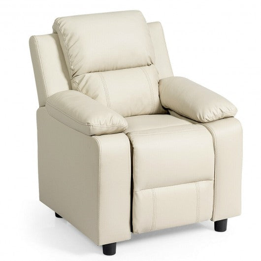 Deluxe Kids Armchair Recliner Headrest Sofa w/ Storage Arms