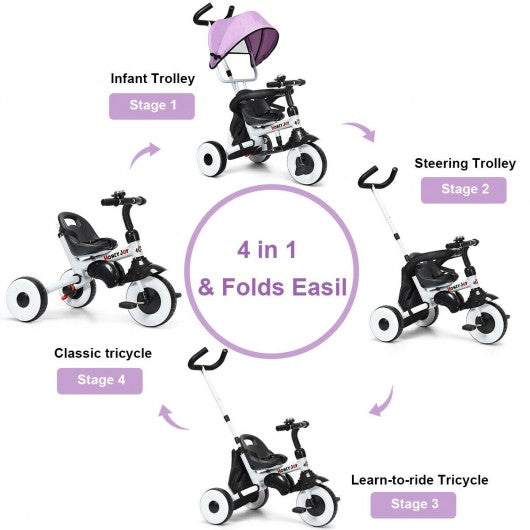 4-in-1 Kids Baby Stroller Tricycle Detachable Learning Toy Bike
