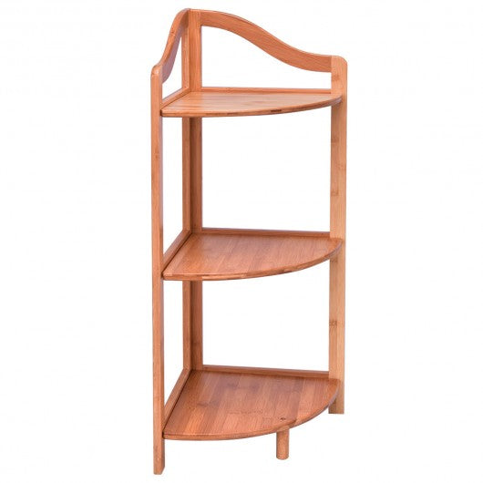 3 Tiers Free Standing Bamboo Corner Shelving Rack