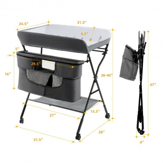 Portable Adjustable Height Newborn Nursery Organizer  with wheel