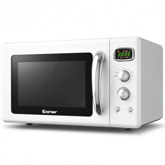 0.9 Cu.ft Retro Countertop Compact Microwave Oven-White