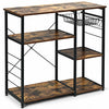Industrial Kitchen Baker's Rack Microwave Shelf with 6 Hooks