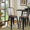 Copper Set of 2 Metal Wood Counter Chairs