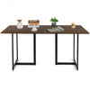 6 Person Industrial Dining Table Rectangular Kitchen Table with Metal Frame-Dark Brown Desk