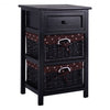 Black/White 3 Tiers 1 Drawer Night Stand-Black