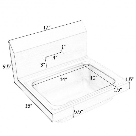 Stainless Steel Wall Mount Washing Sink Basin with Faucet