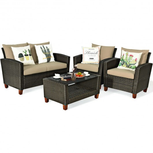 Outdoor 4-PCS Patio Rattan Furniture Set