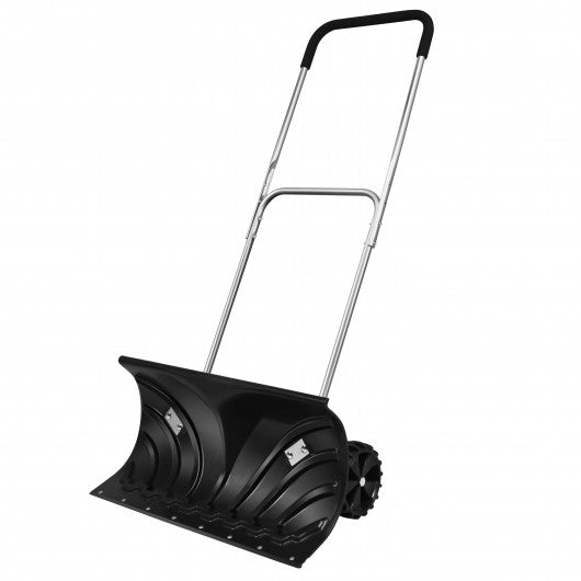 Rolling Snow Pusher Shovel w/Adjustable Handle