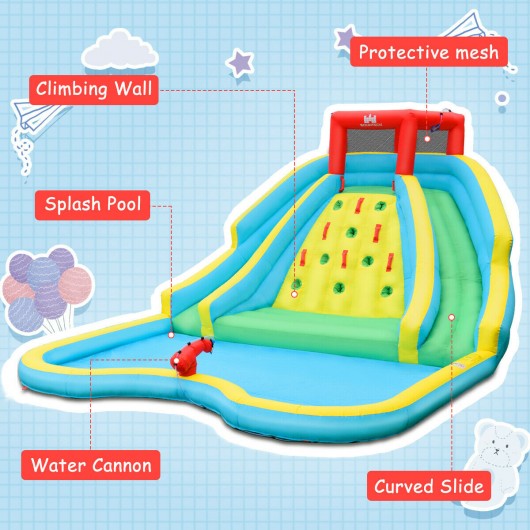Double Side Inflatable Water Slide Park with Climbing Wall