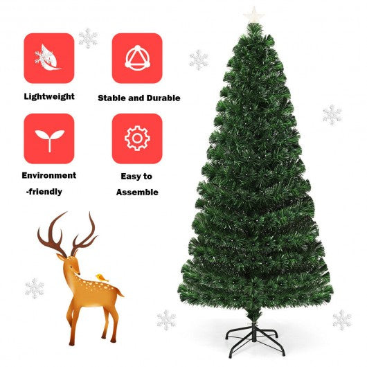 5' / 6' / 7' Fiber Optic Artificial Christmas Tree with LED Lights