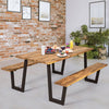 70� Dining Table Set with Seats and Umbrella Hole