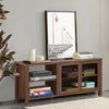 Wooden TV Stand with 2 Metal Mesh Doors