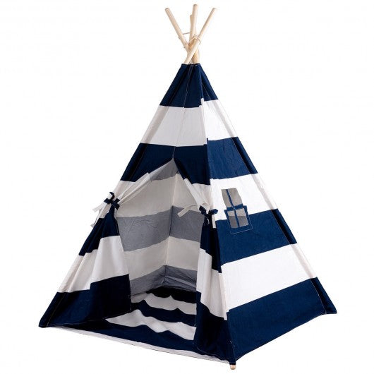 5' White & Blue Portable Indian Children Sleeping Dome Play Tent