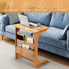 Bamboo Sofa Table End Table Bedside Table with Storage Bag